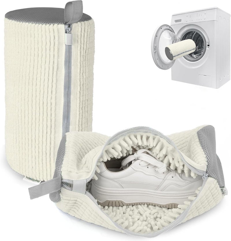 Recrantia Shoe Washing Machine Bag - Set of 2 Shoe Washing Bags, 360° Deep Clean Shoes Laundry Bag, Reusable Shoe Bag for Washing Machine, Sneaker washing machine bags, White - Image 1